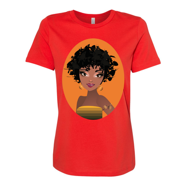Natural Fro Yelani women’s relaxed jersey tee made from 100% cotton, featuring a comfortable and stylish fit perfect for casual wear.